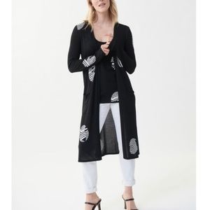 EUC Joseph Ribkoff 2pc Black Zebra Print Tank Top & Duster Cardigan Set